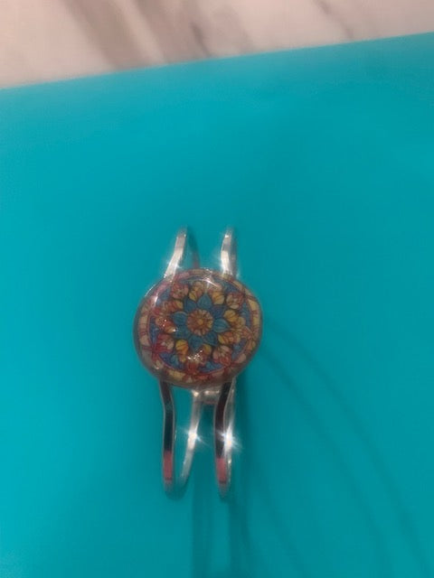 Blue floral cuff bracelet