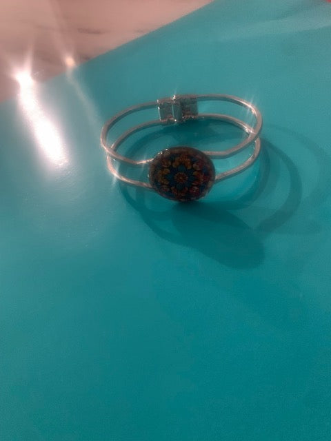Blue floral cuff bracelet