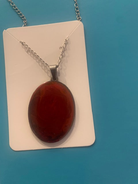 Reddish Brown oval UV resin necklace