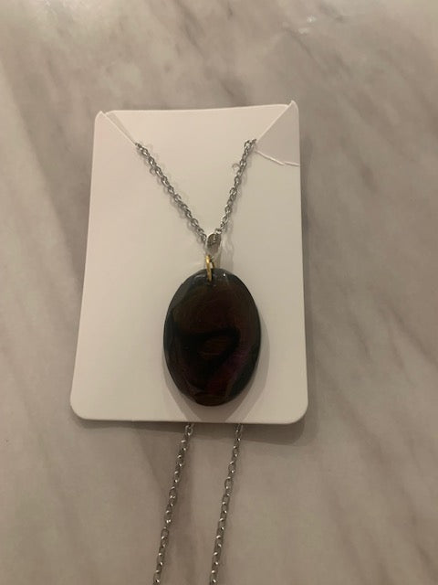 Dark Brown and Black epoxy necklace
