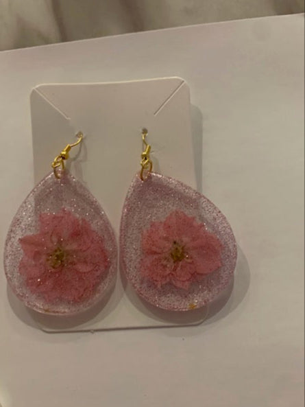 Pink glitter earrings